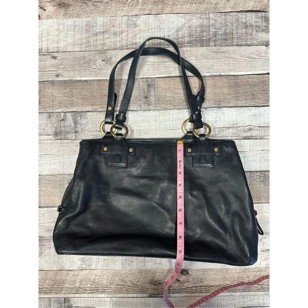 Vintage 90s y2k Ellen Tracy Black Cow Hide Leather Shoulder Bag